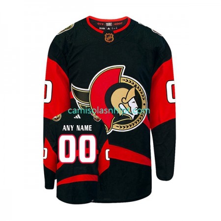 Camiseta Ottawa Senators Personalizado Adidas 2022-2023 Reverse Retro Preto Authentic - Homem